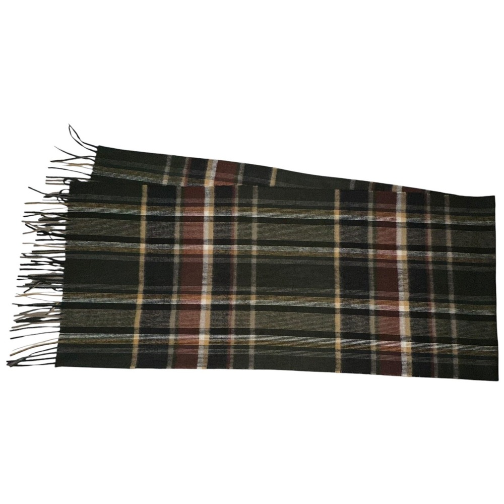 V Fraas 100%‎ Acrylic Scarf Adult Plaid Multicolor Fringed Acrylic 51"x11"
